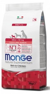 Monge מונג' מזון יבש עוף לגורי כלבים מגזע קטן 3 ק"ג Monge מונג' מזון יבש עוף לגורי כלבים מגזע קטן 3 ק"ג