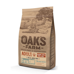 OAK'S FARM מזון לכלב בוגר- סלמון וקריל ללא דגנים OAK'S FARM מזון לכלב בוגר- סלמון וקריל ללא דגנים