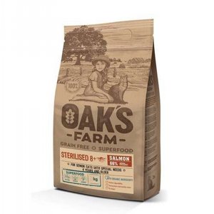 OAK'S FARM מזון לחתולים מבוגרים מסורסים 8+ סלמון ללא דגנים - 6 ק"ג OAK'S FARM מזון לחתולים מבוגרים מסורסים 8+ סלמון ללא דגנים - 6 ק"ג
