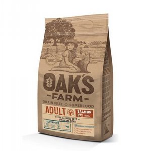 OAK'S FARM מזון לחתולים בוגרים סלמון ללא דגנים - 2 ק"ג OAK'S FARM מזון לחתולים בוגרים סלמון ללא דגנים - 2 ק"ג