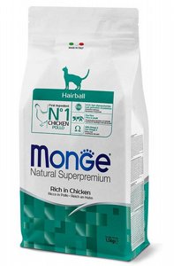 Monge מונג' מזון יבש לחתול בוגר היירבול עוף Monge מונג' מזון יבש לחתול בוגר היירבול עוף